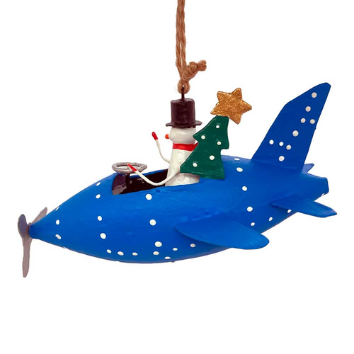 G-Bork Handmade Tin Snowman in Plane