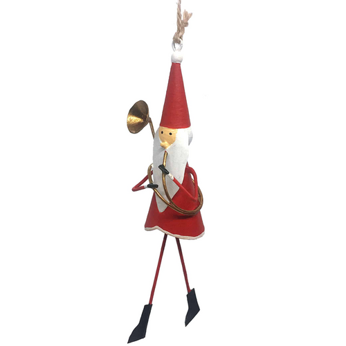 G-Bork Handmade Tin Santa Playing Trombone