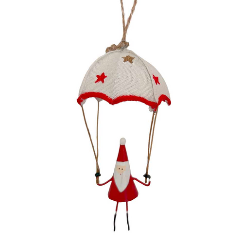 G-Bork Handmade Tin Santa Claus with Canvas Parachute