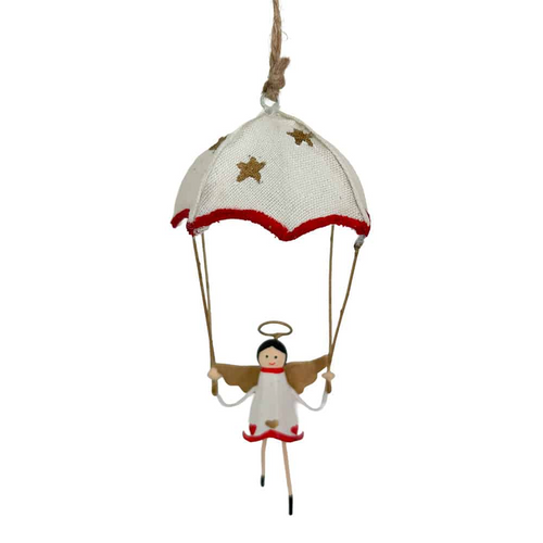 G-Bork Handmade Tin Angel with Canvas Parachute