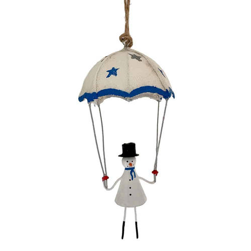 G-Bork Handmade Tin Snowman with Canvas Parachute