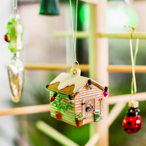 Sass & Belle Christmas Bauble - Glass Mini Shed