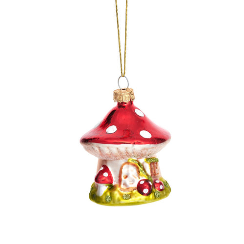 Sass & Belle Christmas Bauble - Glass Mushroom House