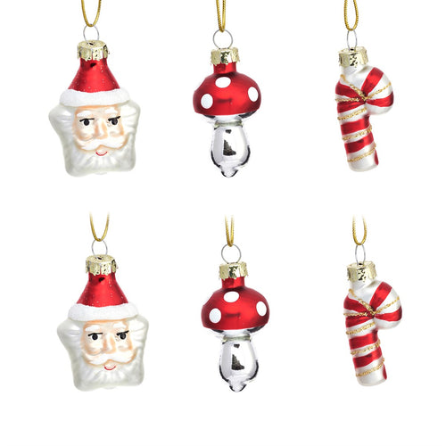 Sass & Belle Christmas Bauble Set - 6 Mini Scandi Shaped Decorations