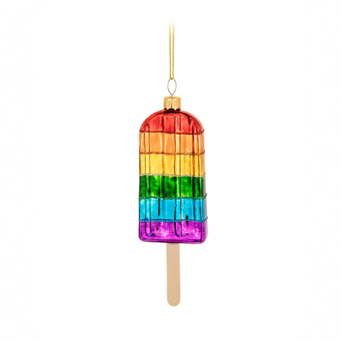 Sass & Belle Christmas Bauble - Glass Rainbow Lolly