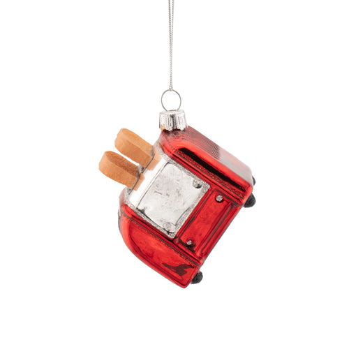 Sass & Belle Christmas Bauble - Glass Red Toaster