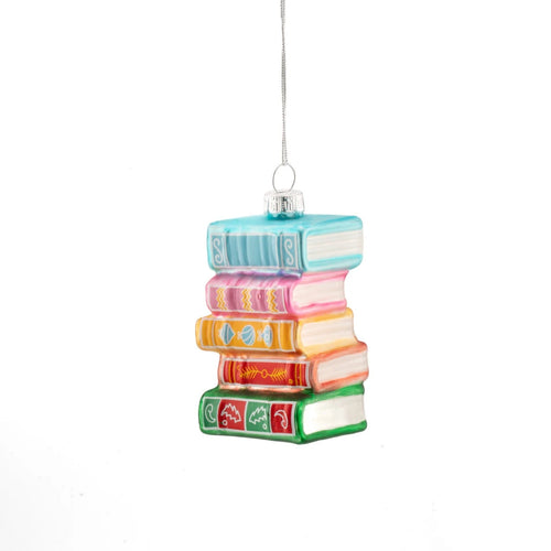 Sass & Belle Christmas Bauble - Glass Pastel Stack of Books