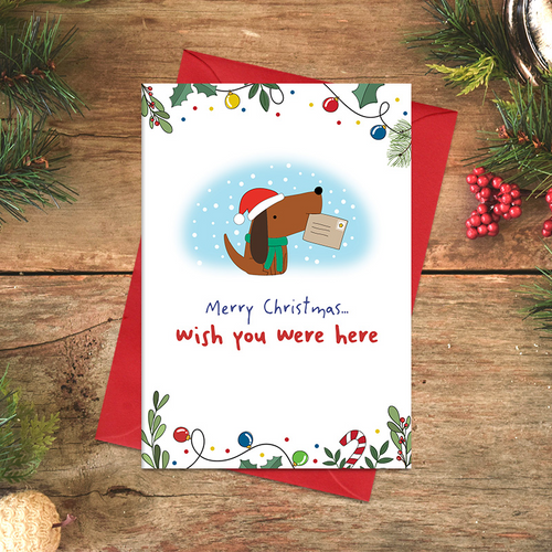 Dandelion Card Christmas - Merry Christmas wish you were here