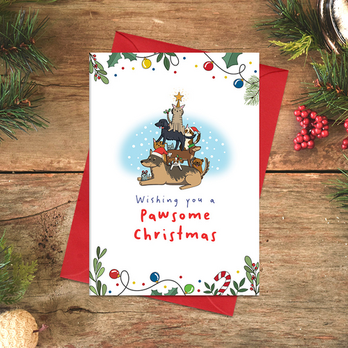 Dandelion Card Christmas - Wishing you a pawsome Christmas