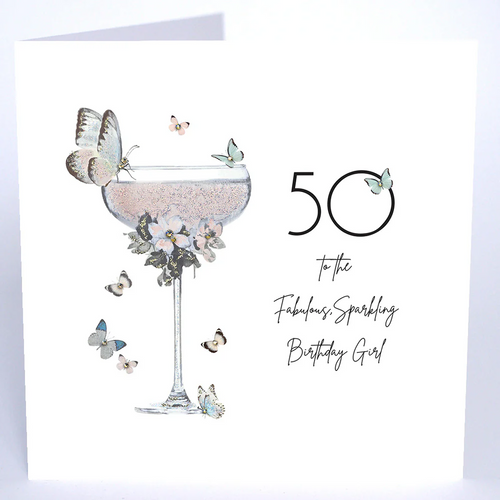Luxury Extra Large Card - 50 Fabulous Sparkling Birthday Girl