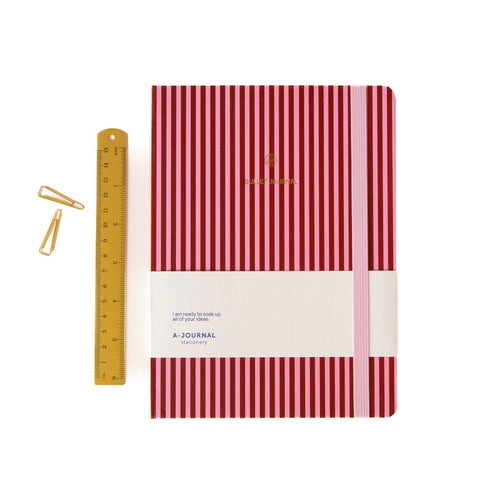 A-Journal Bullet Journal - Pink Bordeaux Stripes