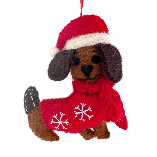 G-Bork Handmade Christmas Felt Bauble - Dachshund