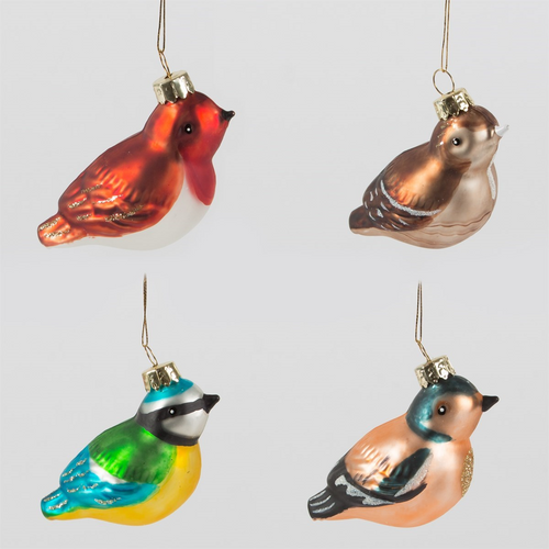 Sass & Belle Christmas Bauble - Glass British Birds