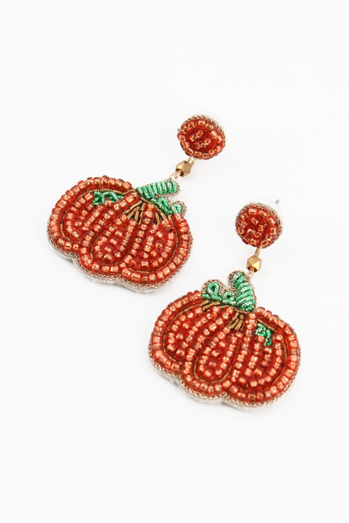 My Doris Earrings - Beaded Pumpkin Drops