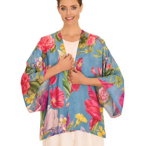 Powder Kimono Jacket - Floral Study - Denim