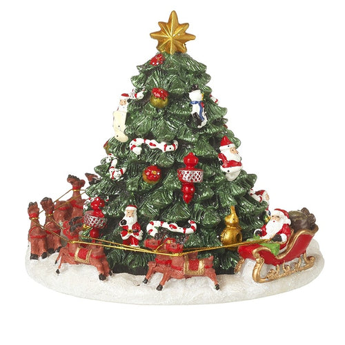 Heaven Sends Christmas - Spinning Music Santa Sleigh and Tree