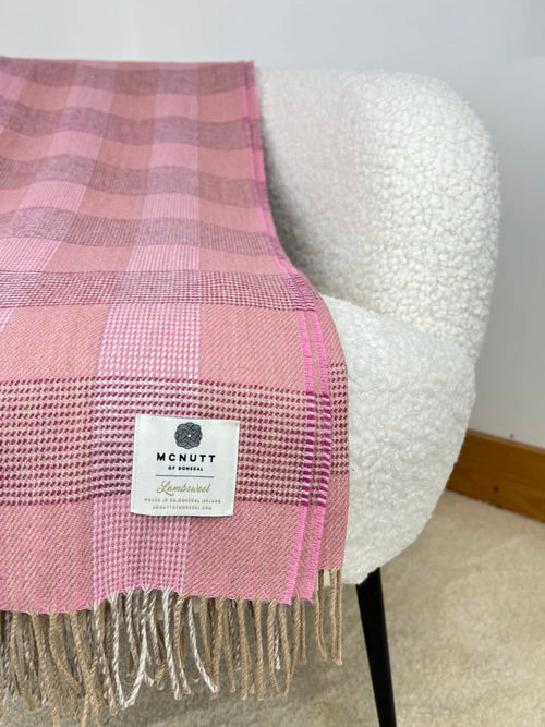 McNutt of Donegal Throw in Supersoft Lambswool Check - Saoirse