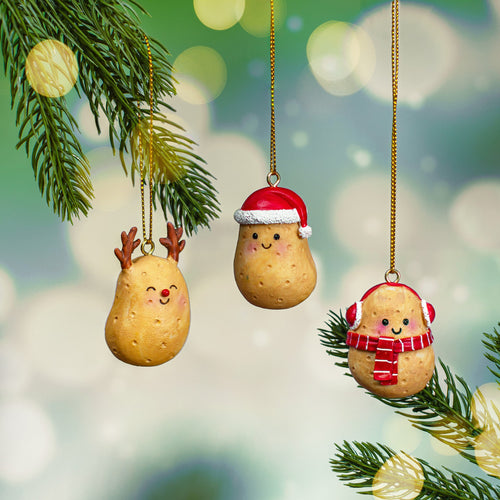 Sass & Belle Christmas Bauble - Set of 3 Happy Potatoes