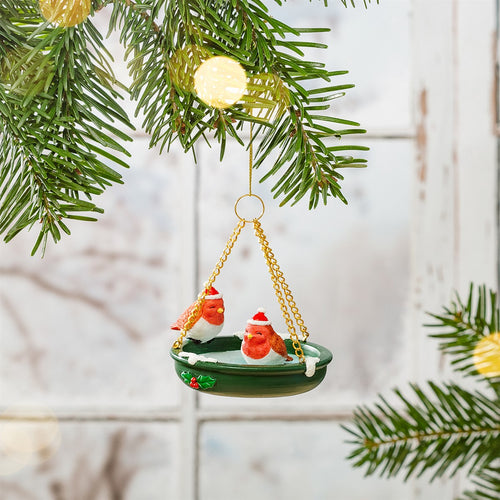 Sass & Belle Christmas Bauble - Resin Bird Bath