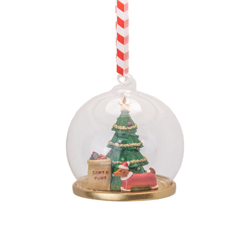 Sass & Belle Christmas Bauble - Santa Paws Dome