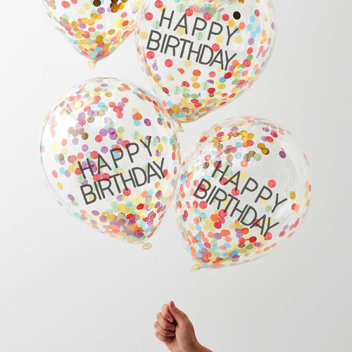 Ginger Ray Balloons - Confetti Happy Birthday Rainbow