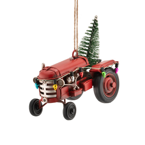 Sass & Belle Christmas Bauble - Vintage Metal Tractor