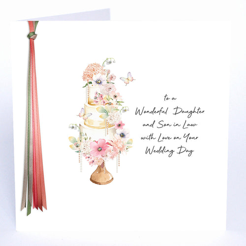 Luxury Extra Large Card - To a Wonderful Daughter & Son in Law on Your Wedding Day