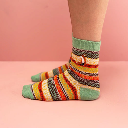 Disaster Designs Socks - Secret Garden Fox Fair Isle