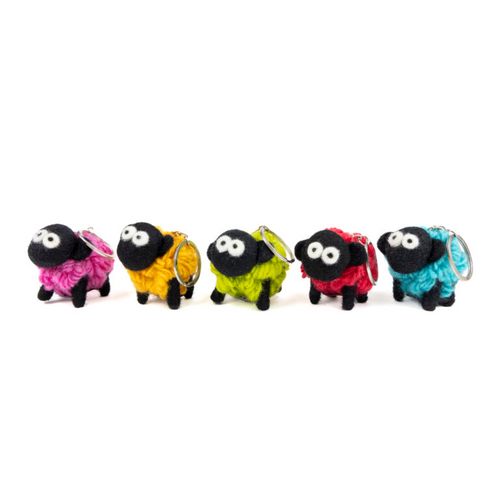 Erin Knitwear Keyring - Knitted Sheep with Coloured Fleece