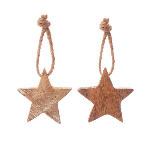 Sass & Belle Christmas Bauble - Mini Wooden Stars - Assorted