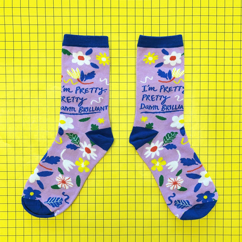 Disaster Designs Socks - Small Talk 'I'm Pretty Damn Brilliant'