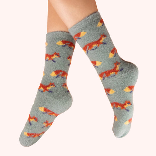 Powder Cosy Socks - Foxes