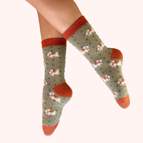 Powder Cosy Socks - Woolly Westie