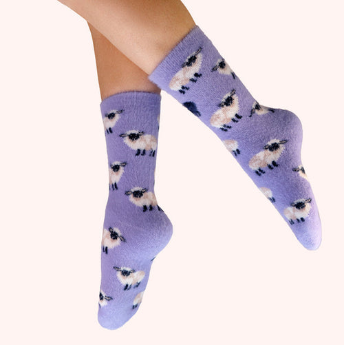 Powder Fuzzy Socks - Sheep