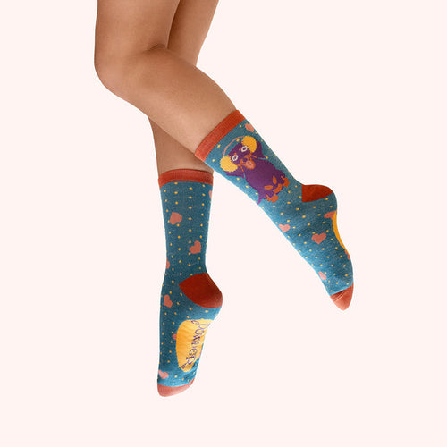 Powder Glitter Ankle Socks - Sausage Dog