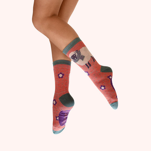 Powder Glitter Ankle Socks - Sheep in a Scarf