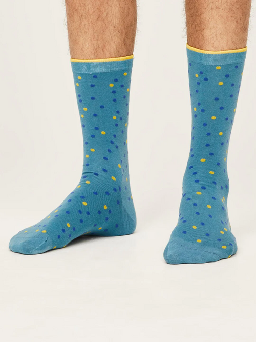 Thought Mens Socks - Spotty Socks - Dusty Blue