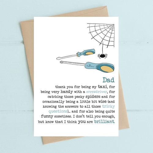 Dandelion Card - Dad, Spiders and Screwdrivers
