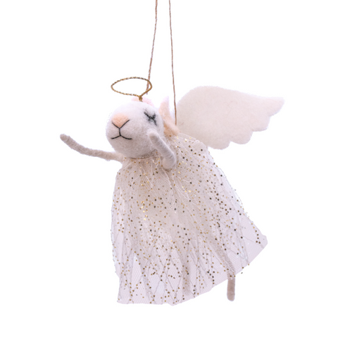 Sass & Belle Christmas Bauble - Felt Flying Angel Mouse