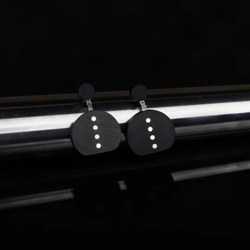 Rowena Sheen Earrings - Sive Silver Inlay Drop