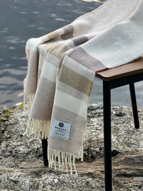 McNutt of Donegal Throw in Supersoft Lambswool - Toffee Roast