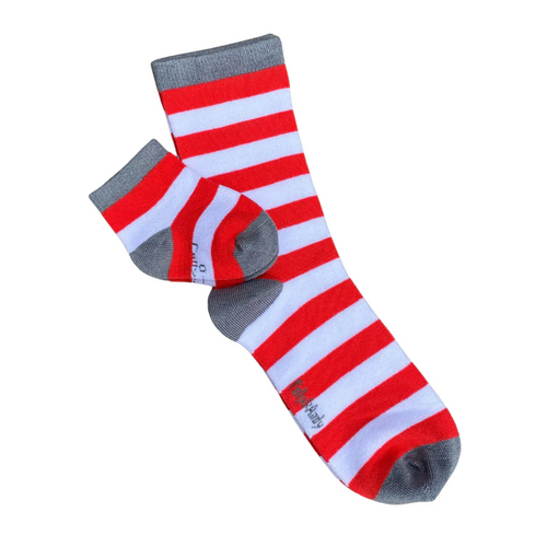 Polly & Andy Bamboo Childrens Socks - Red and White
