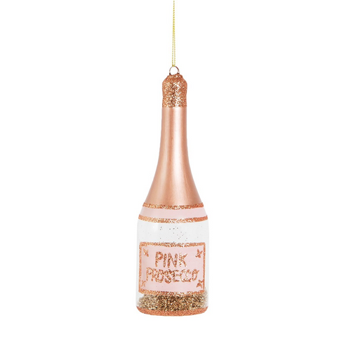 Sass & Belle Christmas Bauble - Glass Lets Celebrate Pink Prosecco