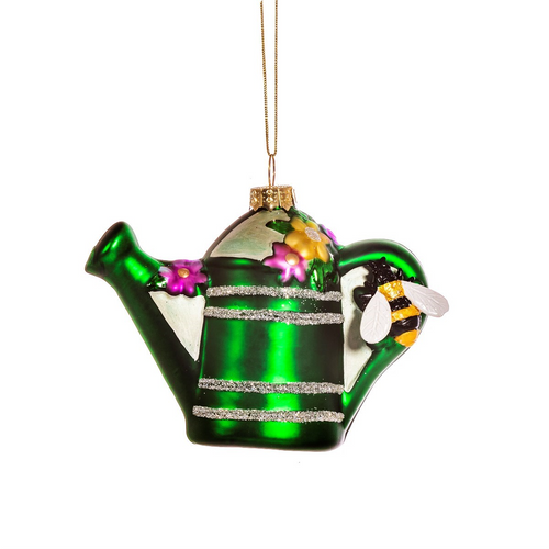 Sass & Belle Christmas Bauble - Glass Green Watering Can