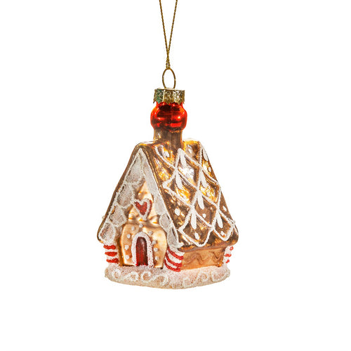 Sass & Belle Christmas Bauble - Glass Traditional Gingerbread House