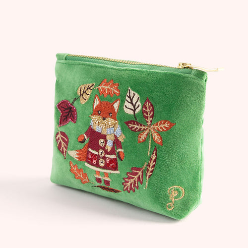 Powder Mini Pouch - Embroidered Cosy Fox