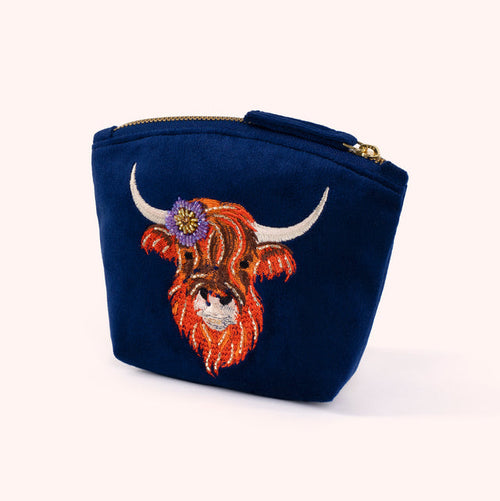 Powder Pouch - Highland Cow Velvet Mini Pouch