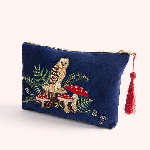 Powder Zip Pouch - Woodland Owl