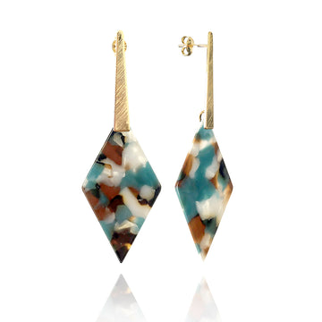 Scribble & Stone Earrings - 14kt GoldFill Ocean Stone Statement Earrings