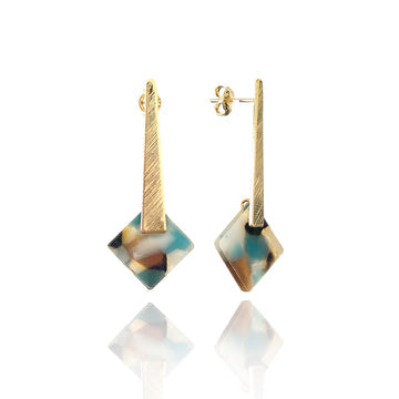 Scribble & Stone Earrings - 14kt GoldFill Ocean Square Drops